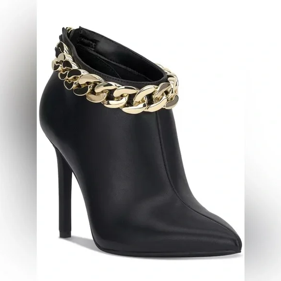 I.N.C. International Concepts Radeyah Gold Chain Booties in Smooth Black (NIB) - Picture 4 of 10